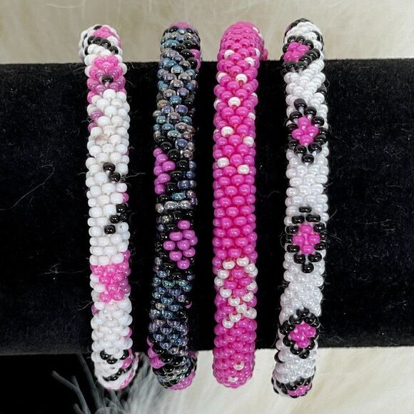 ALL PROFITS TO CHARITY! Bracelets Crocheted by Hand in Nepal (set of 4) #680 - Picture 1 of 4